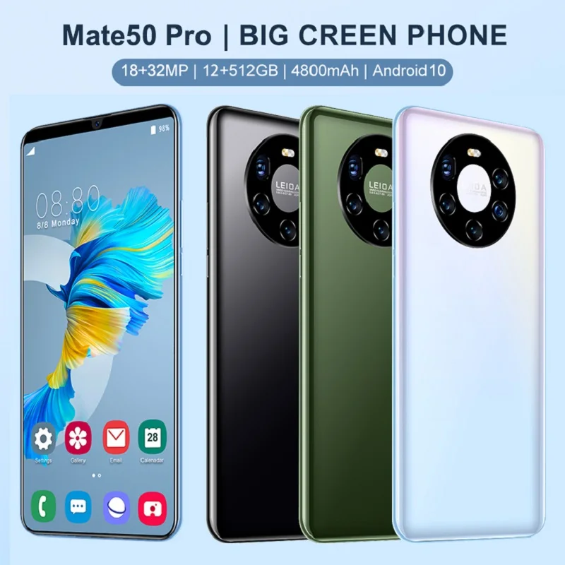 

Global Version Smartphone Mate50Pro 6.5Inch 12GB+512GB Android 10 Core 4G 5G 4800mah 16MP+24MP MTK6899 New Telephone Celulares