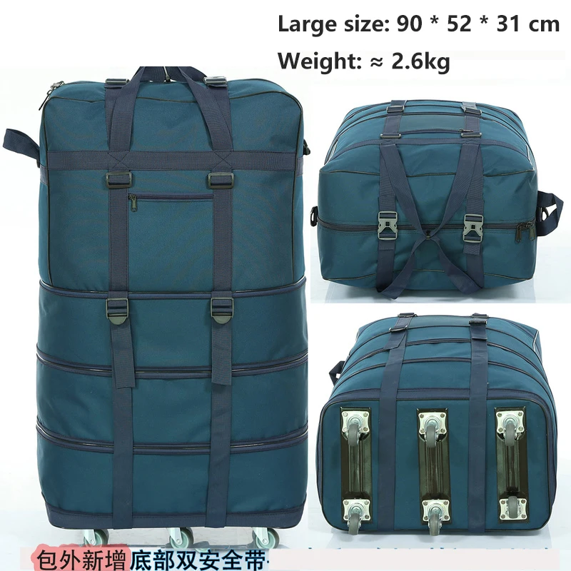 Blue Big Складной чехол на колесиках 158, авиационная сумка с колесиком, дорожная сумка, большая вместительность, ткань Оксфорд, для путешествий за границу, сумка для багажа - Цвет: Blue Big