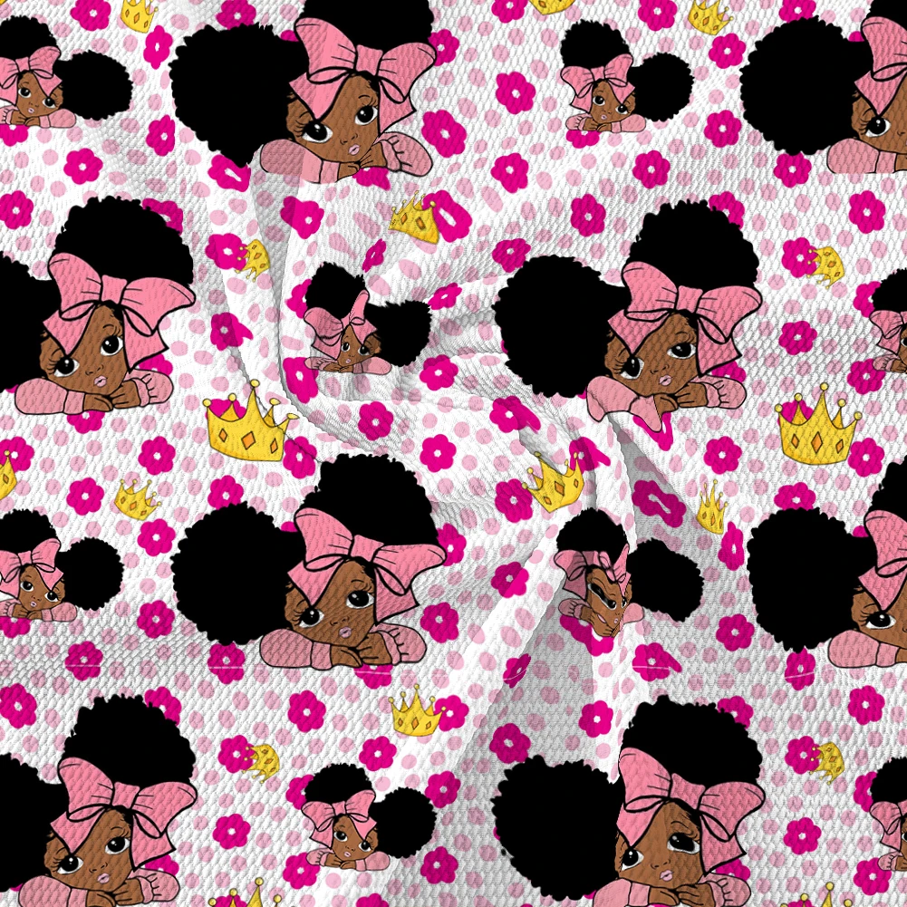 Пузырчатая ткань черного цвета с принтом для маленькой девочки полиэстер из