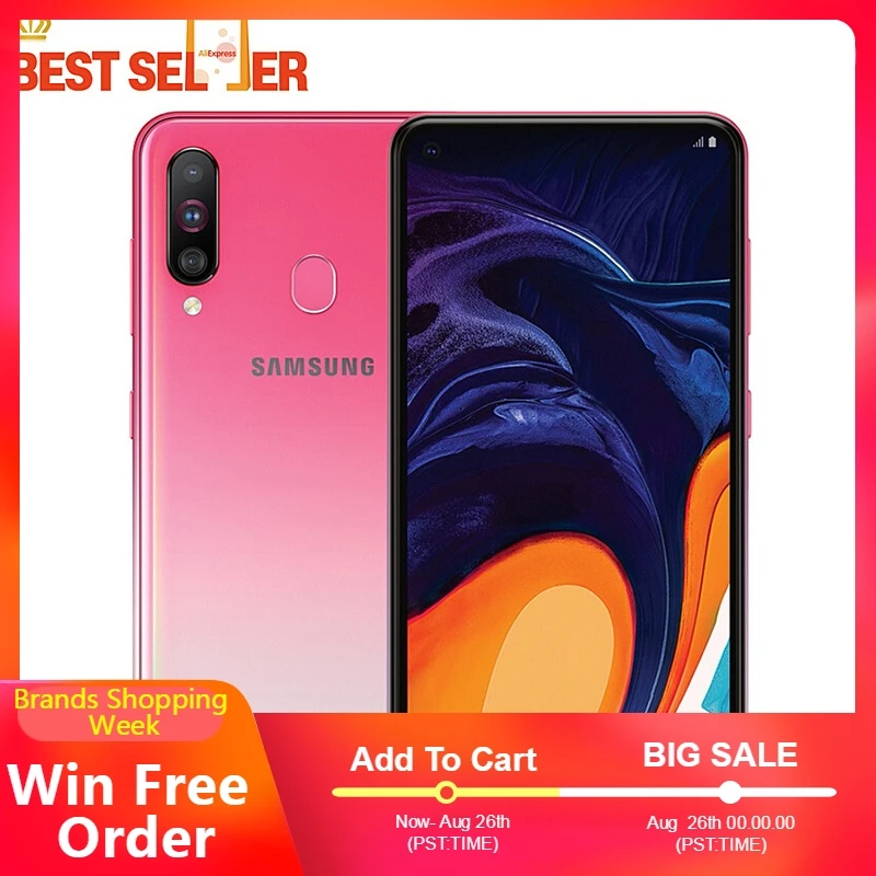 Samsung Galaxy A60 A6060 6G ram 128G rom Android 9 0 смартфон 6 3 дюймов FHD + Восьмиядерный тройной камера