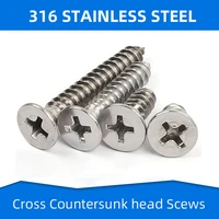 316 stainless steel cross countersunk self tapping screws flat head screw phillips fasteners wood nail m4 8 m5 m5 5 m6 m6 3