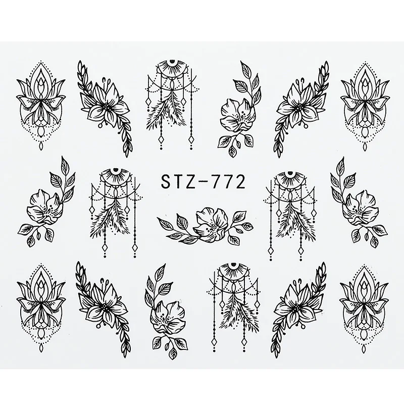 Элегантные водяные наклейки для ногтей Наклейка ожерелье Цветочный дизайн