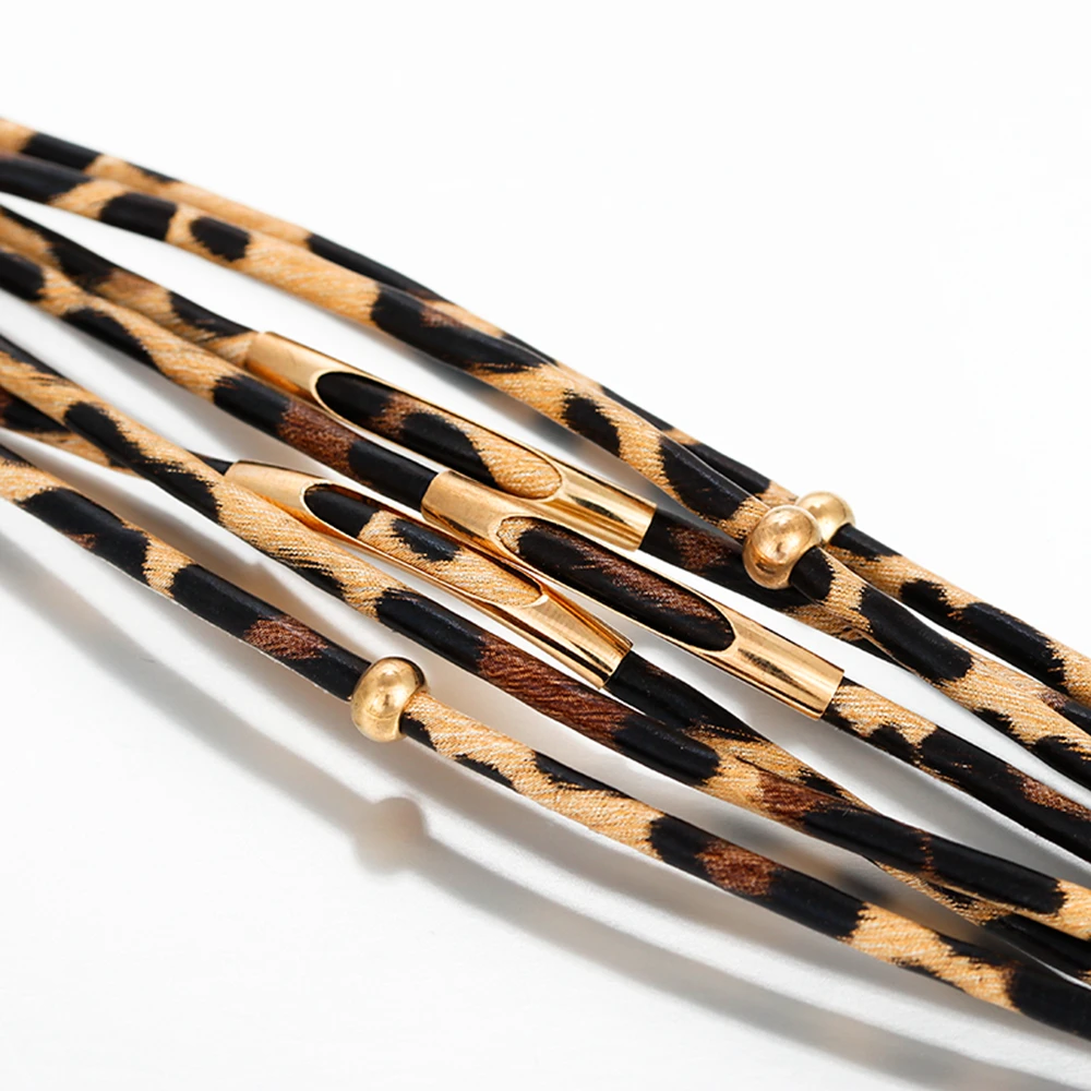 Terreau Kathy wrap Браслеты для женщин leopard кожа цвет несколько слоев браслет и вечерние