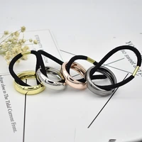 2021 hot style simple tie hair rubber band female metal ponytail buckle hair ring all match alloy headwear for women girl gift