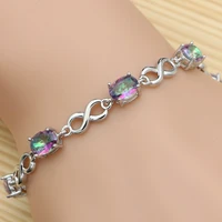 beautiful rainbow mystic fire cz bracelet solid genuine 925 sterling silver jewelry for women free gifts boxshipping