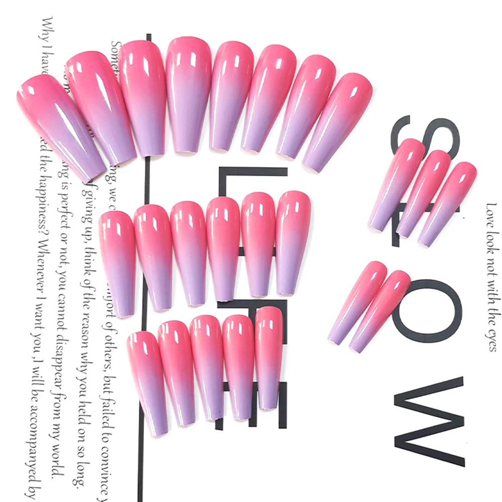 

24Pcs Super Long Gradient Full Cover False Nails Ballerina Fake Nails Detachable Nail Art Finished Fake Nail Patch