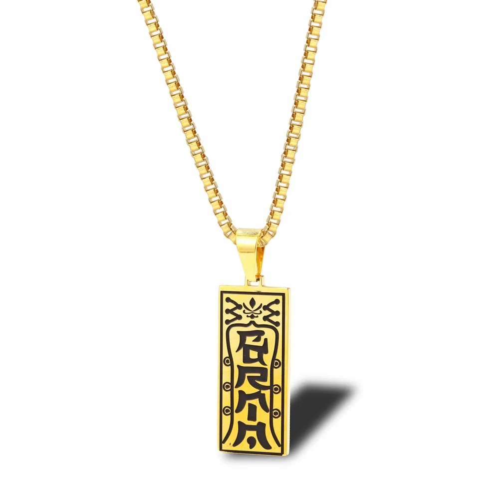 

Vintage Exorcism Rune Pendant Men's Necklace Retro Male and Female Personality Hip Hop Titanium Steel Taoist Amulet Necklaces