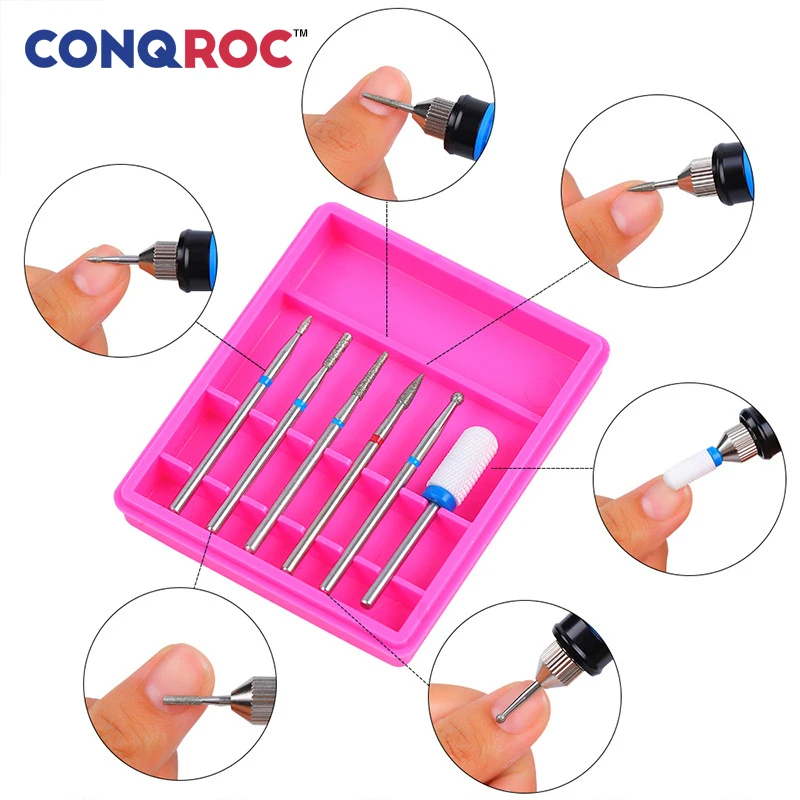 6 шт. набор сверл для ногтей алмазных 2 35 мм 3/32 хвостовик Электрический мини-дрель