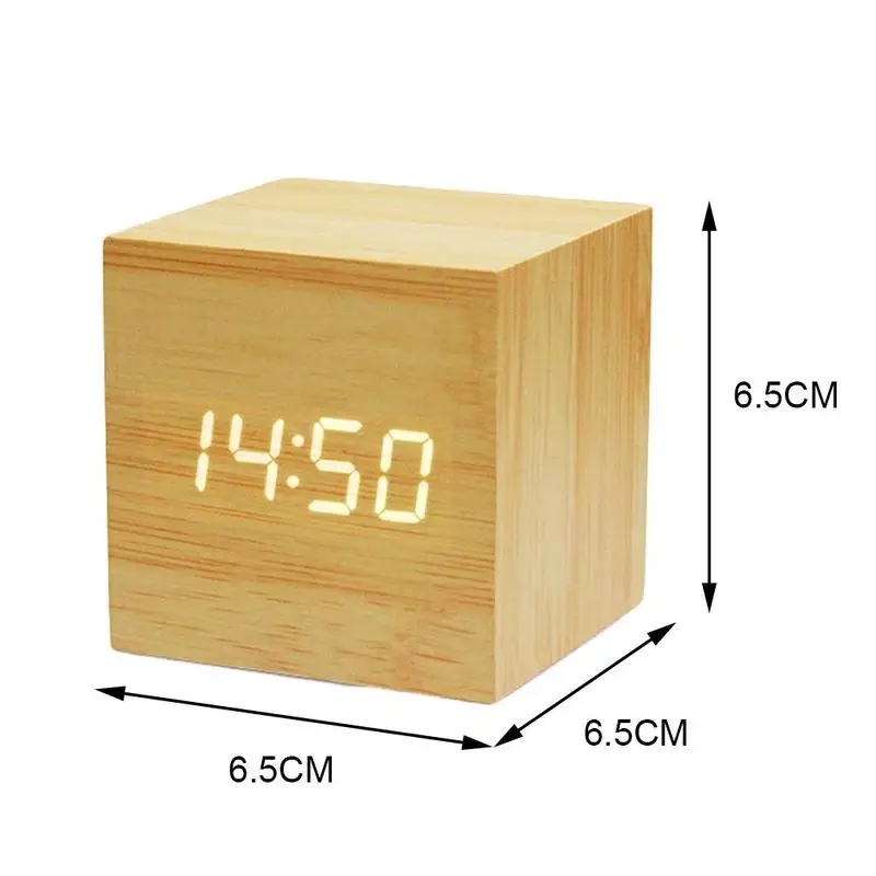 

Digital Wooden LED Alarm Clock Wood Retro Glow Clock Decoration Control Desktop Voice Desk Function Snooze Table Tools T1G3
