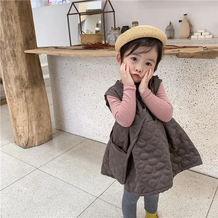 Милое теплое плотное платье для малышей зимняя одежда маленьких девочек детское