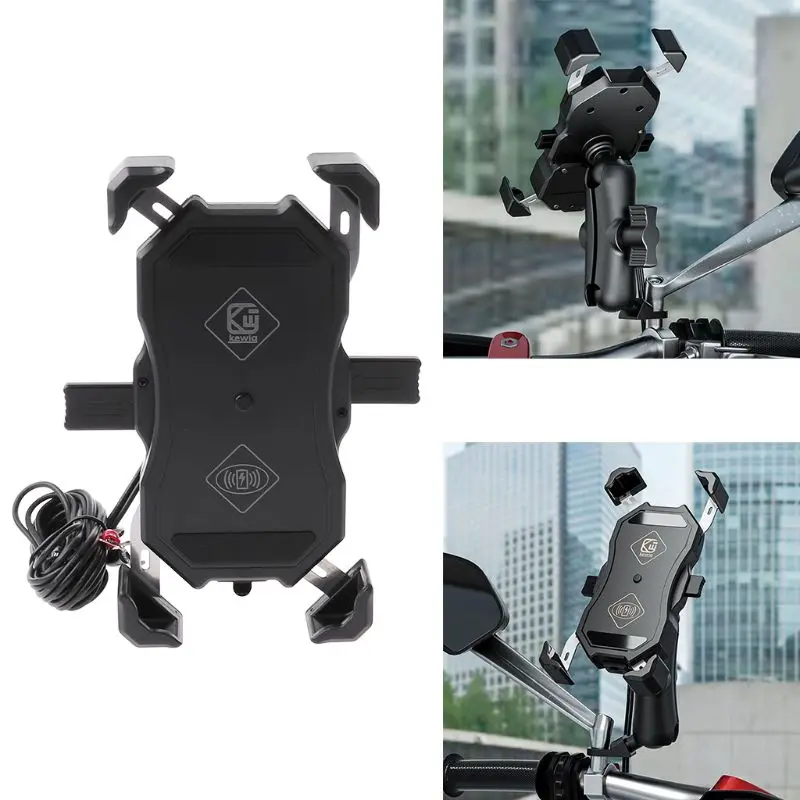 

Waterproof Motorcycle 15W Qi Wireless Charger Stand QC3.0 USB Cellphone Holder