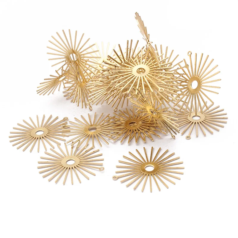 Подвески-подвески из необработанной латуни в форме подсолнуха для самостоятельного изготовления серег, ожерелий, ювелирных изделий, 10 шт.