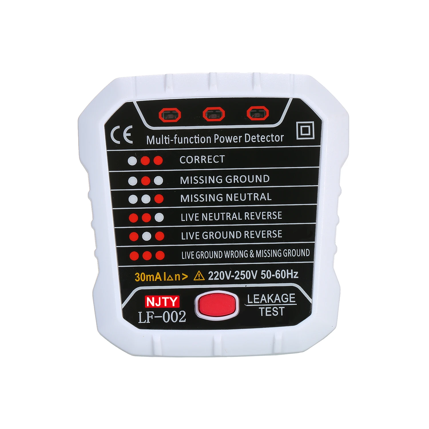 Профессиональный RCD тестер электрической розетки NJTY детектор полярности цепи