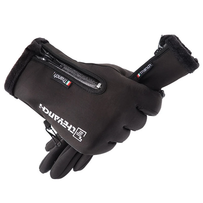

Men Women Winter Warm Touch Screen Gloves with Zipper Cold Weather Windproof Waterproof Cycling Thicken Plush Lined Anti-Slip Mi