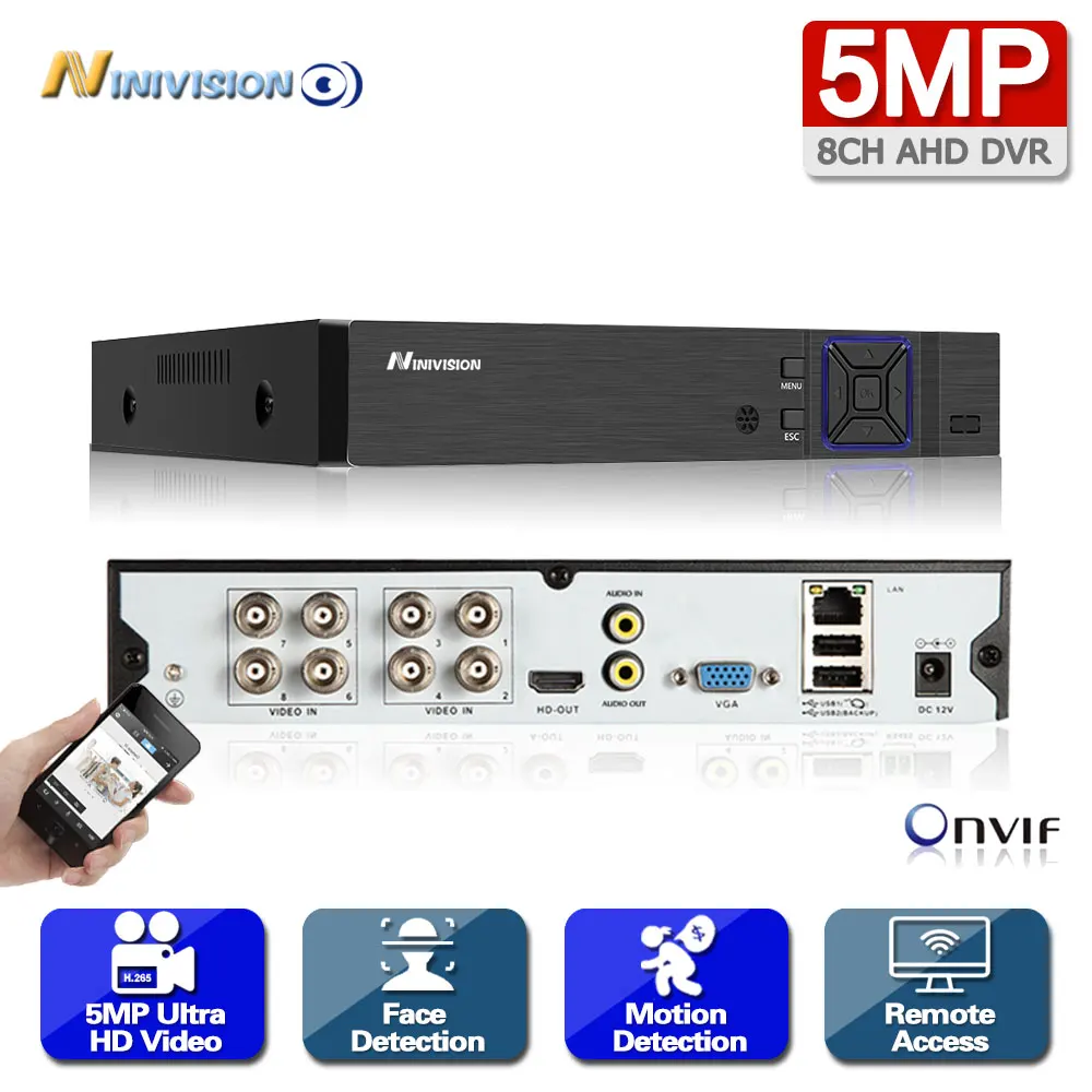 

6 in 1 4CH 8CH Security CCTV DVR AHD 5MP 4MP 3MP 1080P H.265 Hybrid Video Recorder for AHD TVI CVI Analog IP Camera IP 5MP