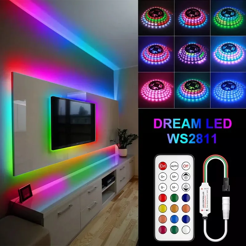 

Bluetooth Dream Led Strip Light WS2811 RGB Dc12 Flexible Individually Addressable 5M 10M 15M 20M Smart Lighting Tape Led Ribbon