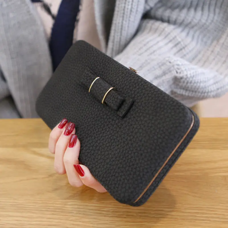 

2021 New Fashion Women Large Capacity Wallets Holde Wallet Bowknot Cellphone Long Card Purse Pocket