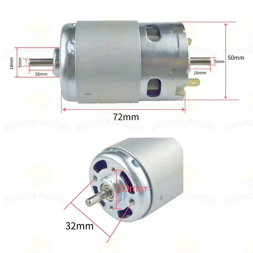 CHANCS 895 двойной Выход вал двигателя постоянного тока 12V-24V 6000 об/мин-12000 об/мин