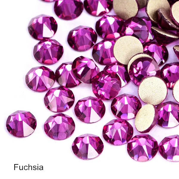 fuchsia 1440 шт Новые популярные цвета 8 больших+ 8 маленьких 16 граней горный хрусталь Кристалл Flatback не горячей фиксации украшение для ногтей горный хрусталь B3638 - Цвет: fuchsia