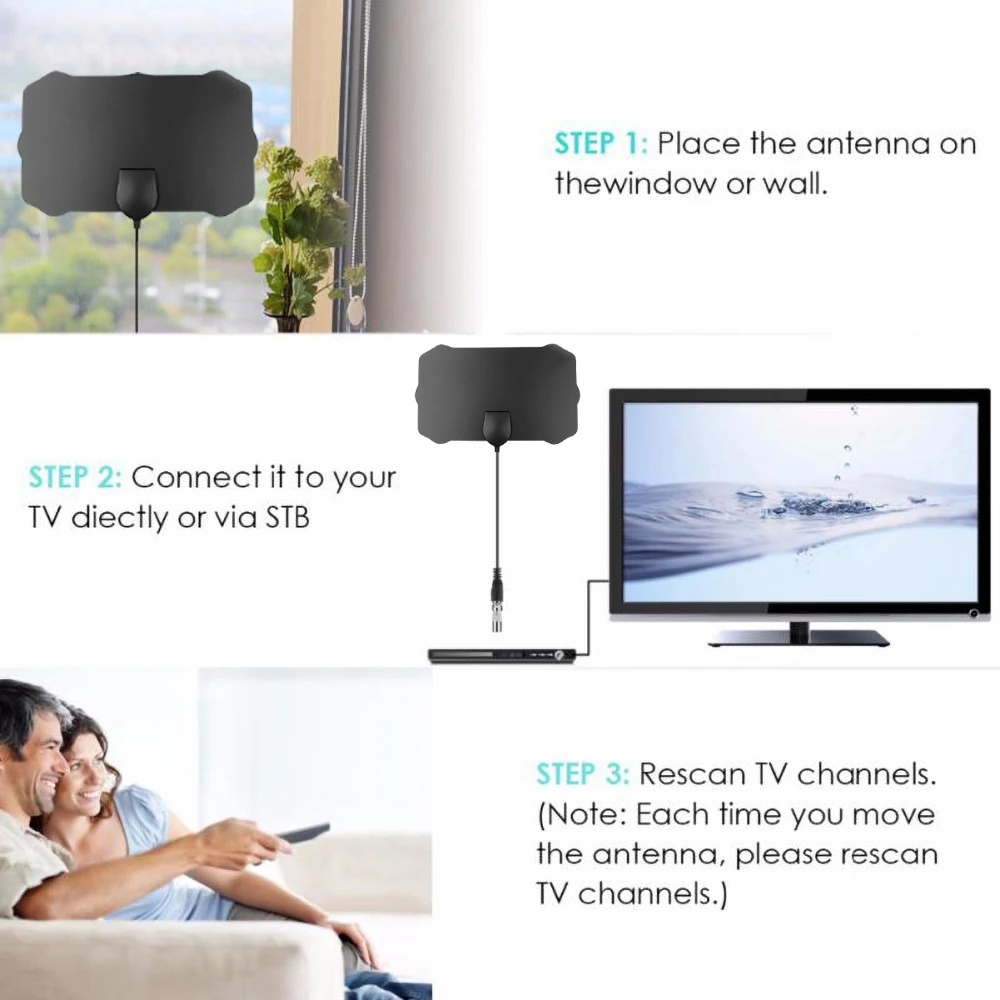 Комнатная цифровая ТВ-антенна квадратная экранированная антенна Диапазон 200