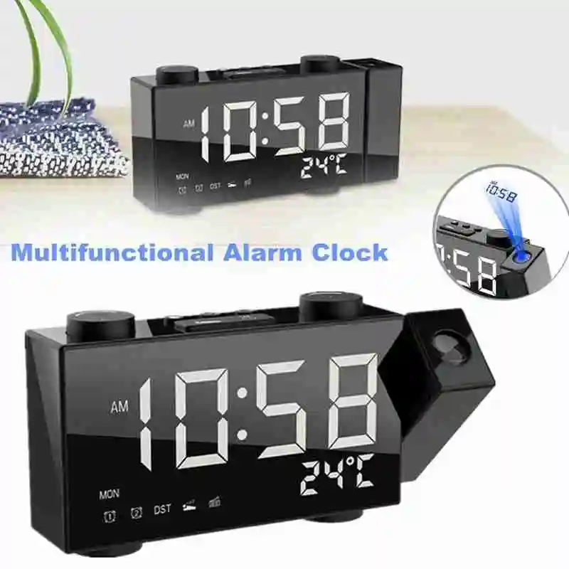 

Digital Led Display Fm Radio Projection Alarm Clock Voice Projector Projection Alarm Clock Talking Time Fm Radio Z2E3