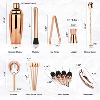 rose gold bartender kit bar 16pcs cocktail shaker bar tool set 750ml stainless steel with bamboo stand