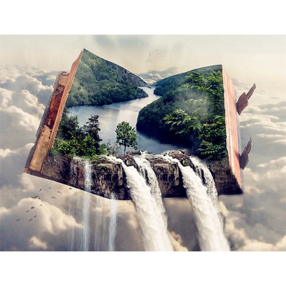 5D Diy алмазная живопись книга водопада пейзажей Набор для вышивания крестиком