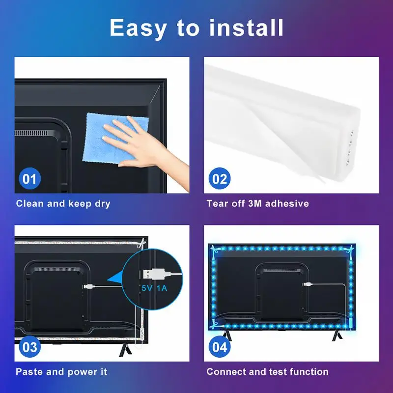 

3 Meters LED Strip 5050RGB Flexible LED Light Music Sync Bluetooth App Control 5V/30W Christmas Lights Neon Strip LED Backlight