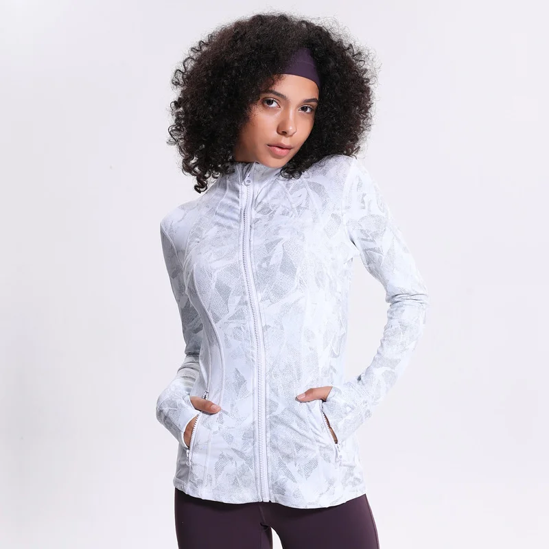 

Autumn and winter 2020 new yoga sports jacket women's digital printing stretch running Yoga glove sleeve top