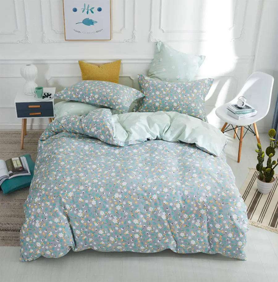 

Pastoral pink blue flower bedding set girl,full queen king cotton modern double home textile bed sheet pillow case quilt cover