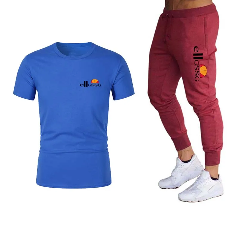 

Men's brand spring and summer sportswear suits 2021 men's casual sportswear men's 2 sports T-shirts + sweatpants suit