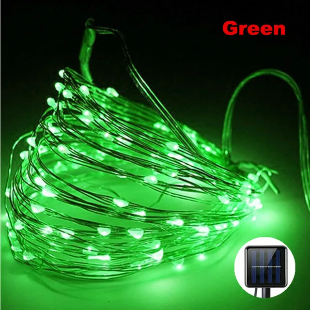 Green 50/100/200 светодиодный Солнечный светодиодный светильник Водонепроницаемый светодиодный Медный провод шнура для отдыха на открытом воздухе светодиодный полосы для рождественской вечеринки Свадебные украшения - Испускаемый цвет: Green