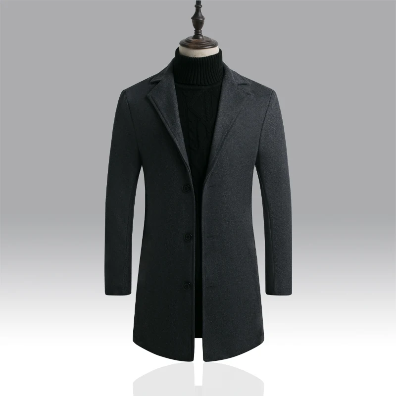 

2020 Winter New Men's Fashion Boutique Wear Casual Business Wool Long Coat / Mens Overcoats Gray Men's Casual Jackets