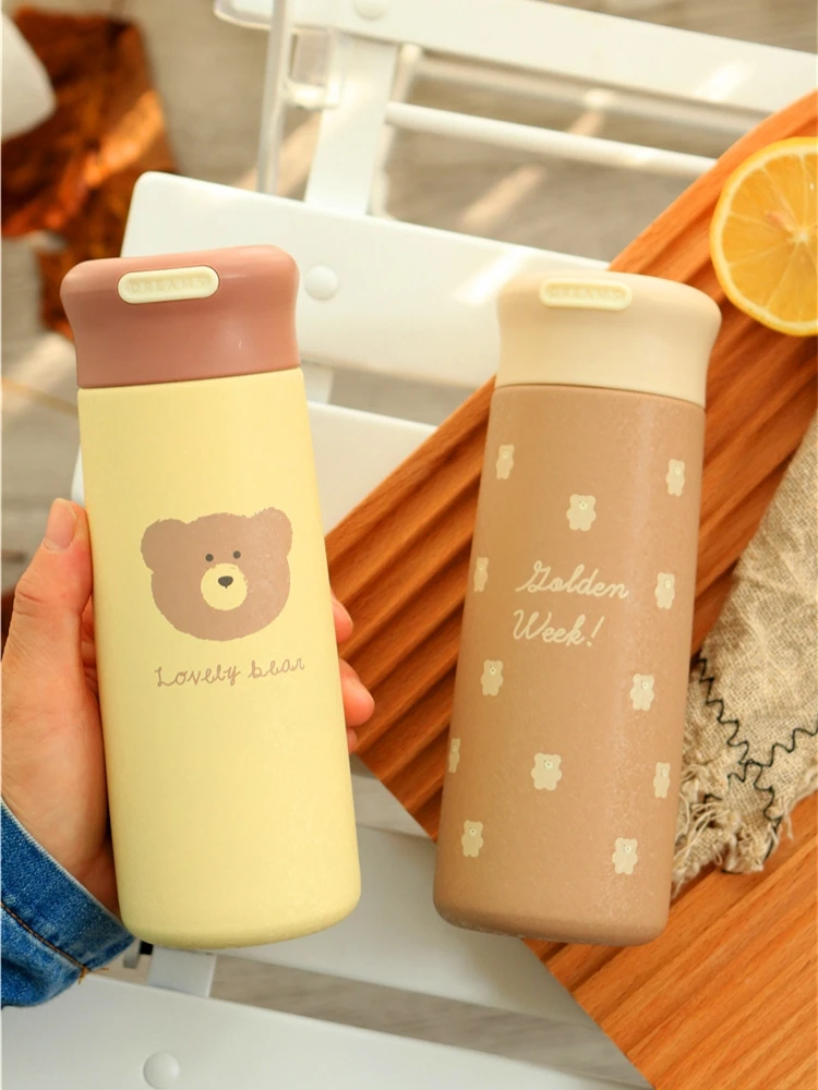 

Cute Cartoon Bear Thermos Bottle Coffee Cup 300/350/420ml304 Stainless Steel Water Bottle Thermos Cup Gift Mug For Dropshipping