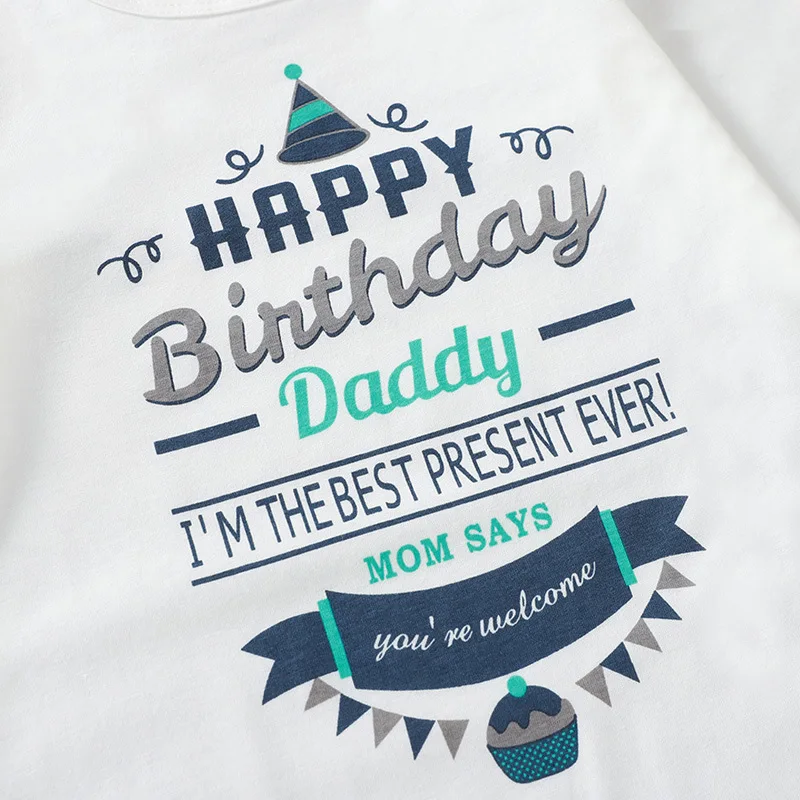 Забавный Белый Детский комбинезон с надписью Happy Birthday Daddy длинными рукавами