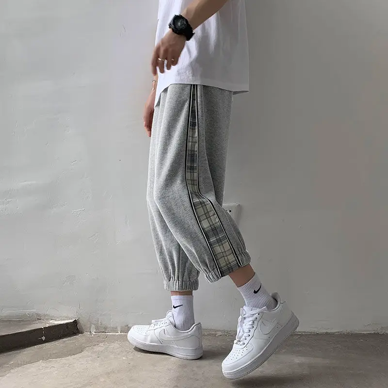 

2021 summer Loose pants men's thin cropped straight wide-leg trendy brand casual shorts sport plaid hip hop Free shipping