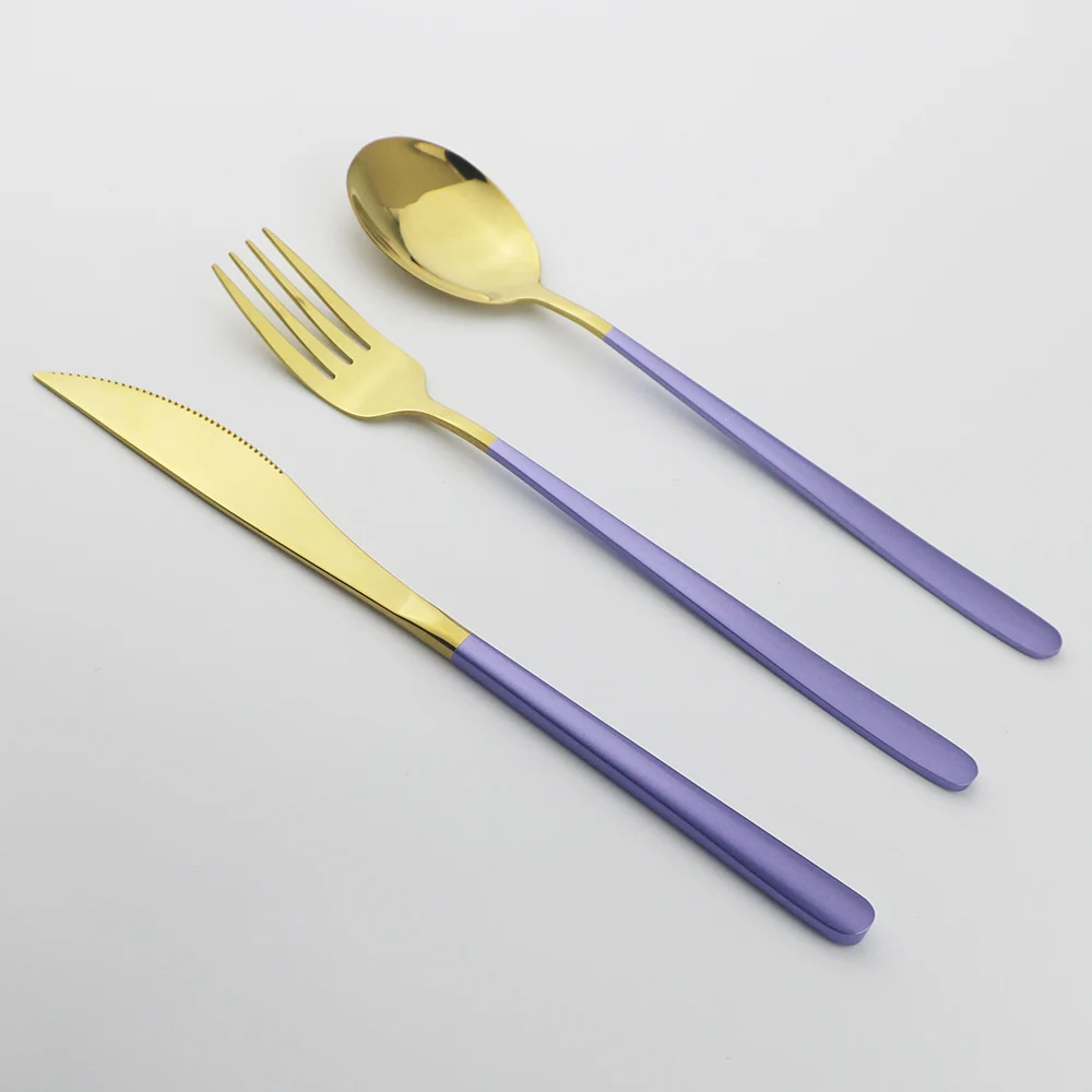 Столовые приборы из нержавеющей стали портативные столовые зеленого золота 18/10