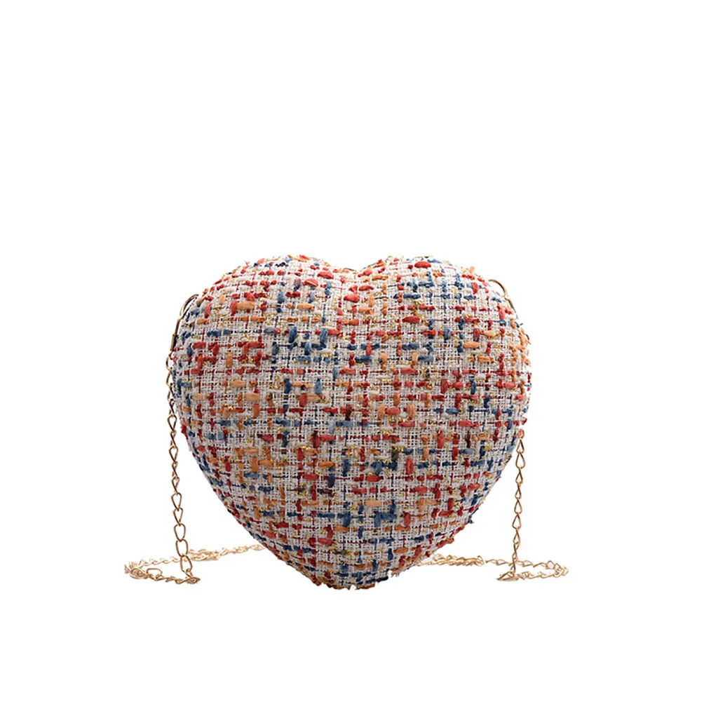 Женские вечерние сумки в форме сердца на цепочке повседневная сумка плечо