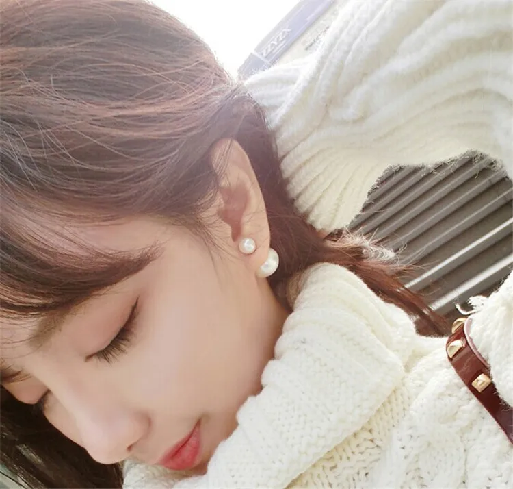 Популярные новые модные Двухсторонние серьги с жемчугом и шариками для женщин