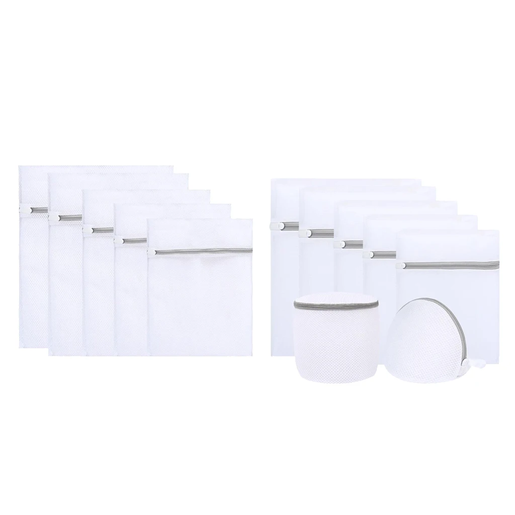 

Reusable Zippered Laundry Bags Fine Mesh for Machine Washing Lingerie, Tights, Socks and Underwear, White