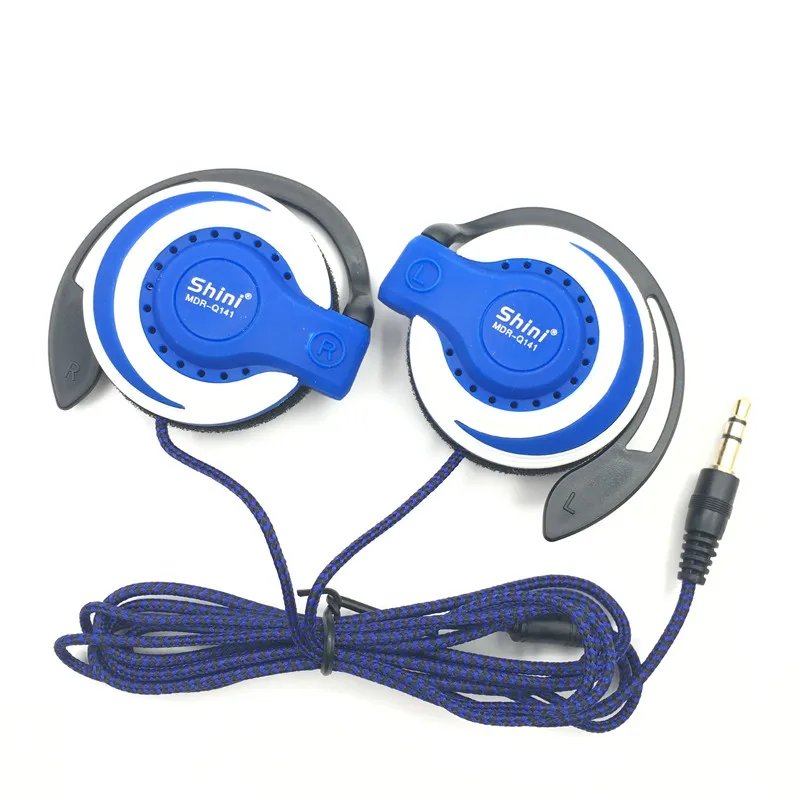 Blue Shini Q141 спортивные наушники, музыкальные басы, наушники для бега, стерео наушники, гарнитура с крючком, гарнитура для iPhone/samsung - Цвет: Blue