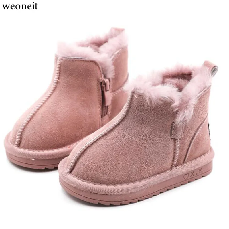 Weoneit/детские зимние ботинки обувь для маленьких девочек и мальчиков модные