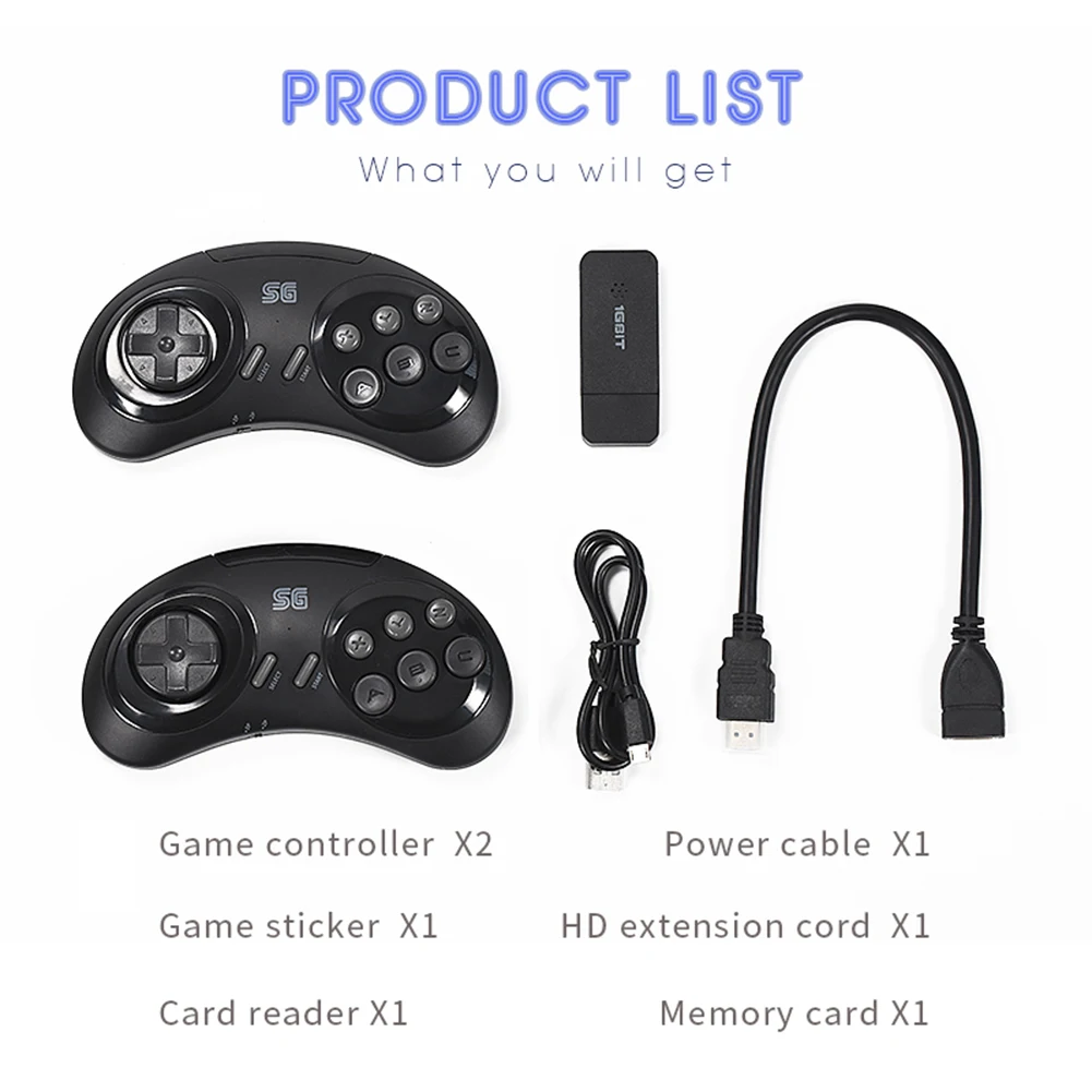 16-битная Беспроводная игровая консоль MD для Sega Genesis Game Stick HDMI-совместимая с 900 +