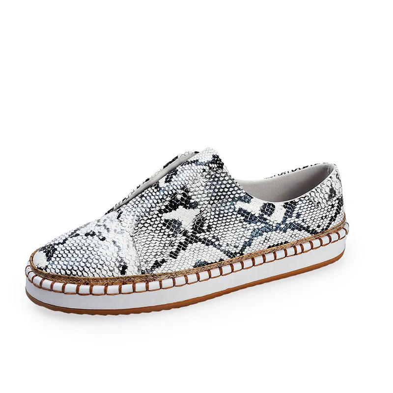 Женская обувь на толстой платформе с леопардовым принтом Повседневная плоской