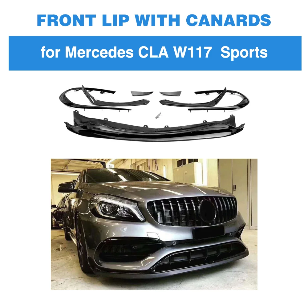 Передний бампер с губой для Mercedes Benz CLA Class W117 Sport 2014 2019 передний разветвители губ