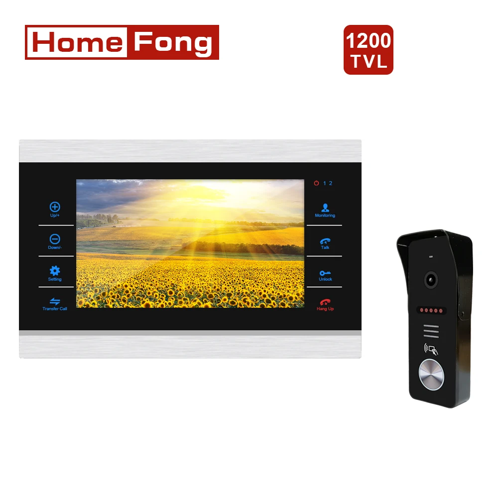 

Видеодомофон Homefong, проводной 10-дюймовый видеодомофон, домашняя водонепроницаемая система контроля доступа, обнаружение движения и запись ...