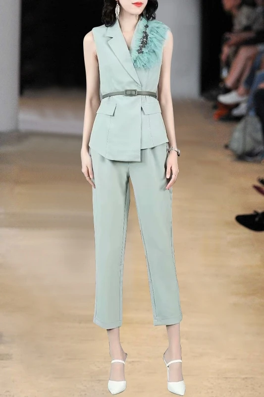 

JCHB 2021 professional wear new temperament diamond waist suit vest top slim pants suit