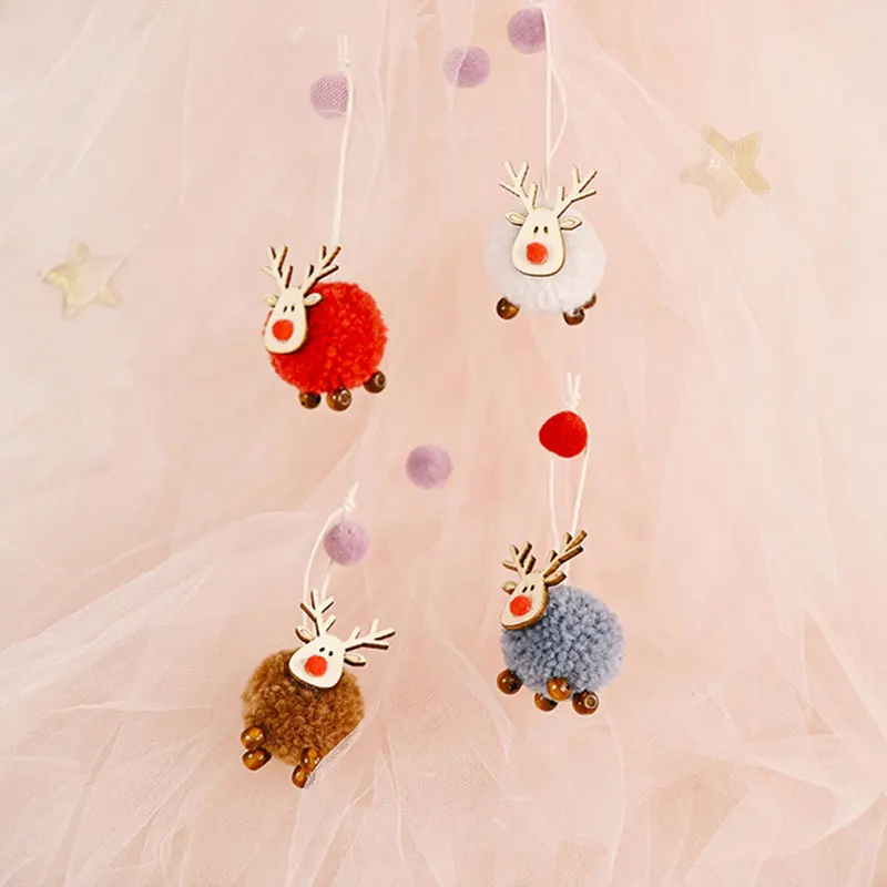 

Elk Hanging Pendant Cute Wooden for Christmas Tree Decoration Deer Craft Ornament Creative Home New Year Decor Pendants Gift