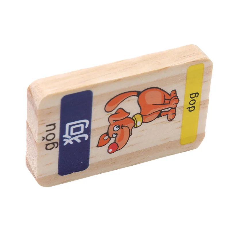 

100 Pcs /set New Standard Wooden Domino Chinese Pinyin Digital Domino Blocks Children Educational Toys For Children