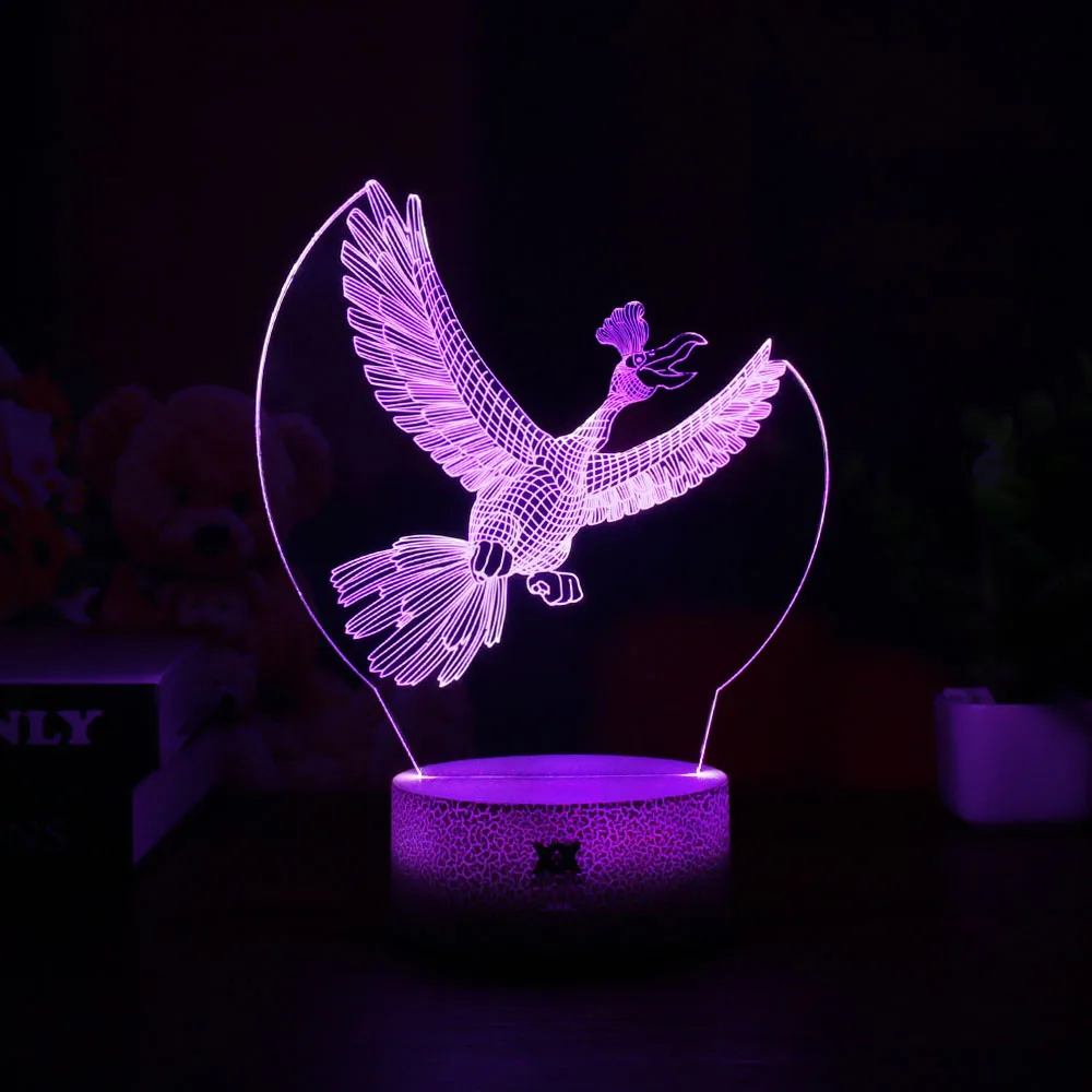 Ho-Oh Новые свитера Pokemon Mimikyu/Хо-Oh/purrloin/Magikarp «Pokemon Go»; роликой/Rayquaza/prinplup/politoed/lugia мультфильм 3D светильник светодиодный Прохладный 7 видов цветов ночной Светильник - Цвет: Ho-Oh